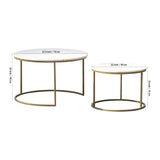White Marble Round Iron Stand Coffee Tables Set of 2 - Decor Smart