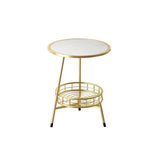 White Marble Round Shape Iron Stand Side Table - Decor Smart