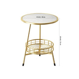 White Marble Round Shape Iron Stand Side Table - Decor Smart