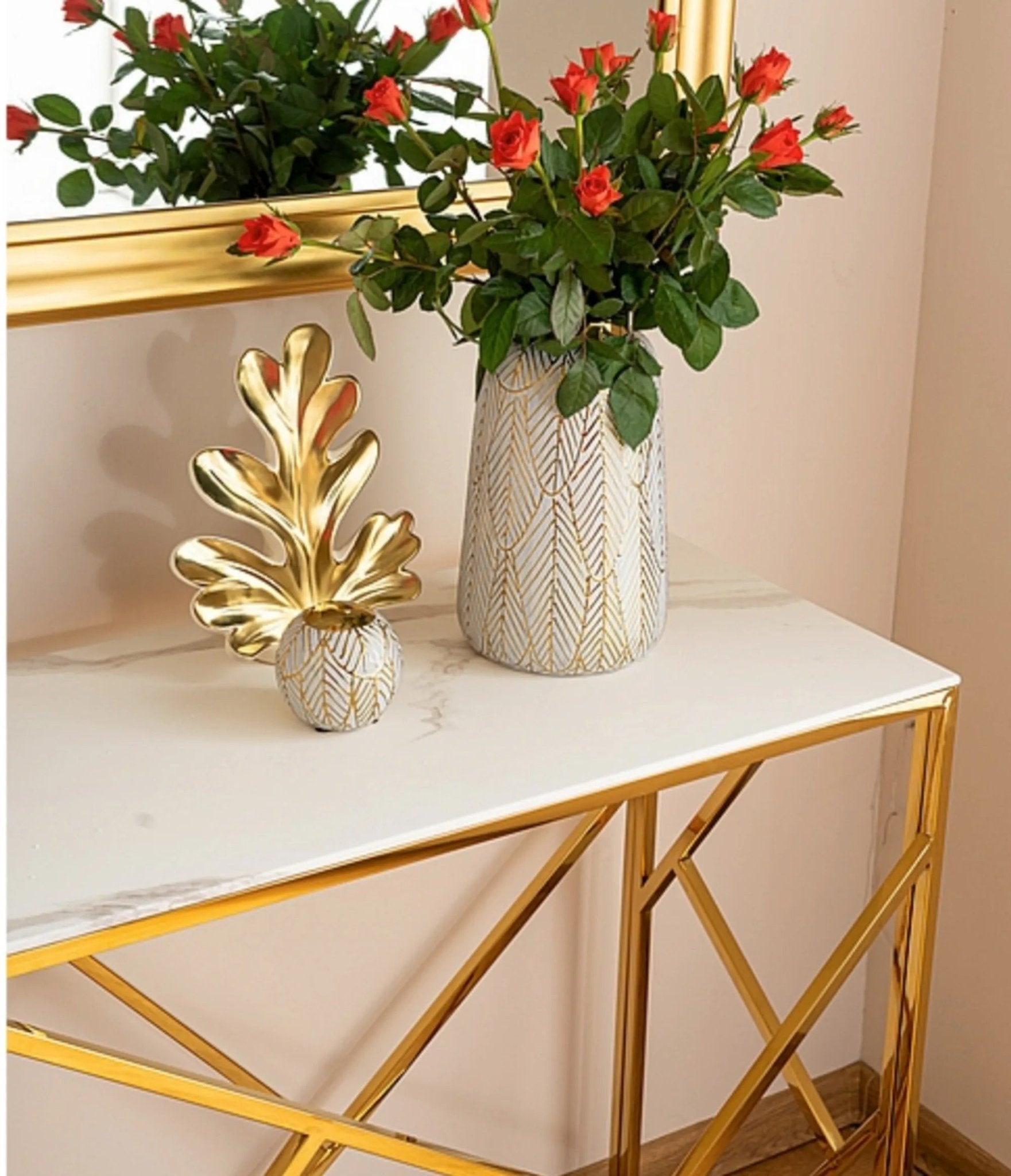 White Tempered Minimalist Stylish Console Table - Decor Smart