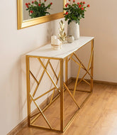 White Tempered Minimalist Stylish Console Table - Decor Smart