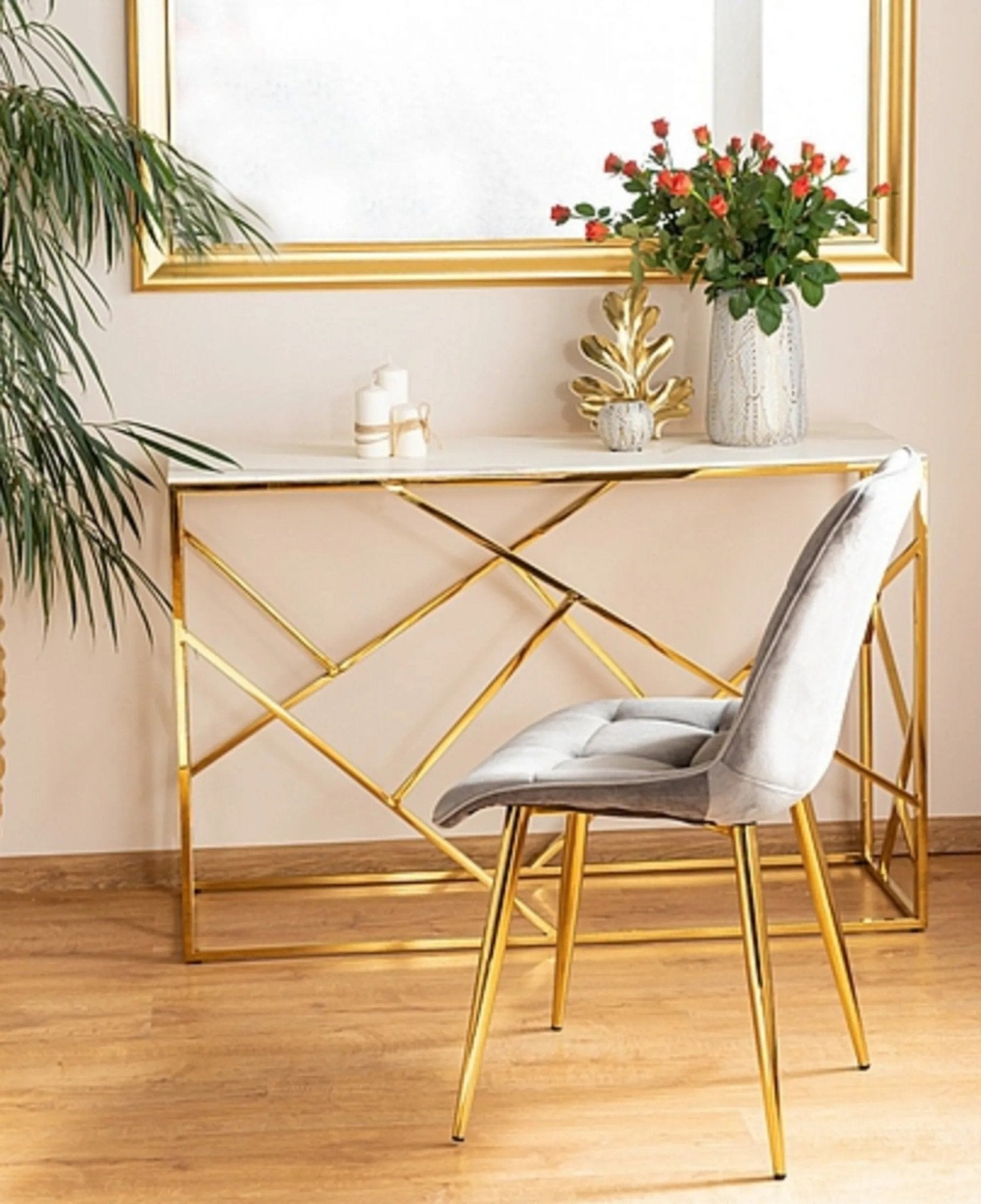 White Tempered Minimalist Stylish Console Table - Decor Smart