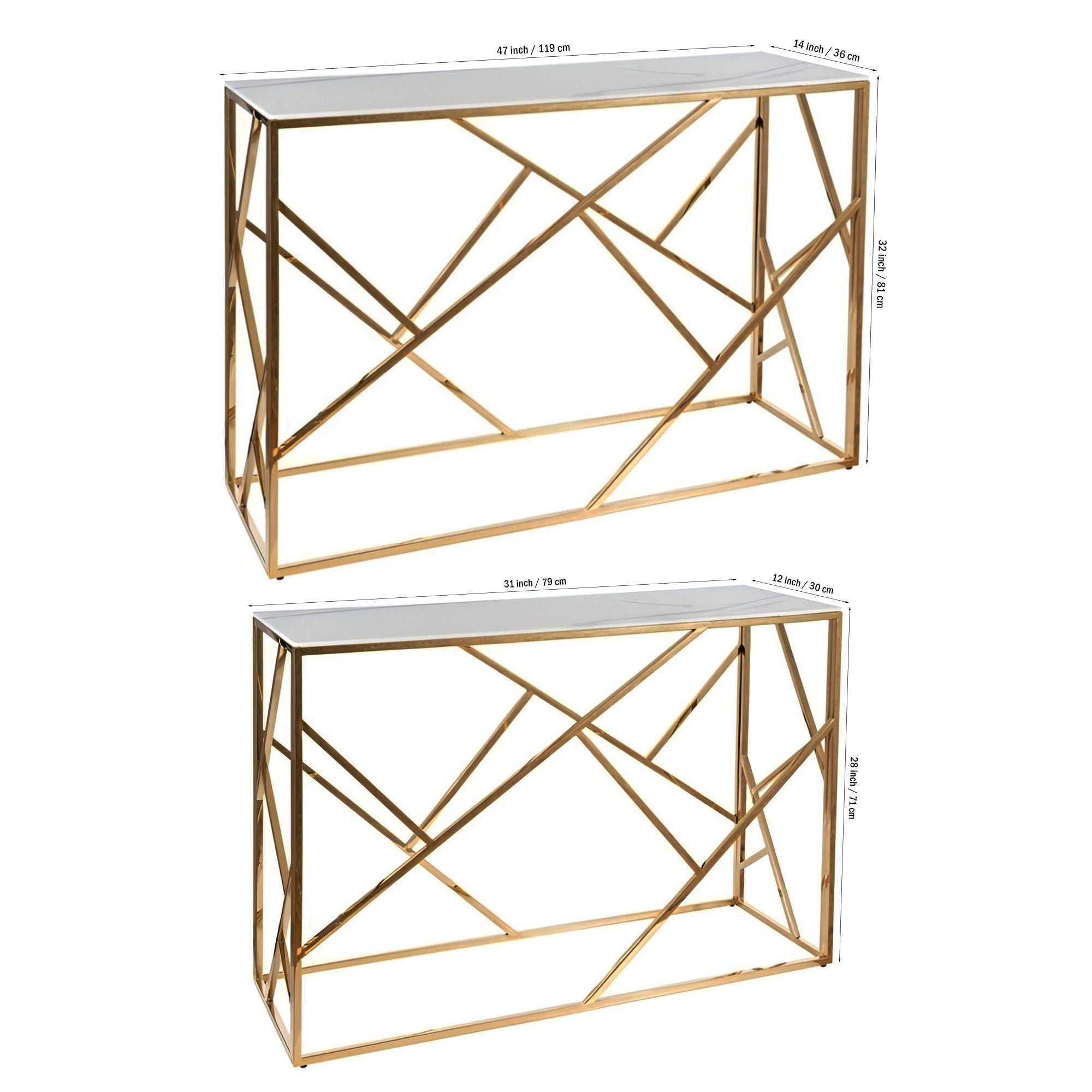 White Tempered Minimalist Stylish Console Table - Decor Smart
