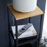 Wood Pedestal 2 - Tier Square Shape Black Stand End Side Table - Decor Smart