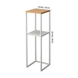 Wood Pedestal 2 - Tier Square Shape White Stand End Side Table - Decor Smart