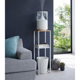 Wood Pedestal 2 - Tier Square Shape White Stand End Side Table - Decor Smart