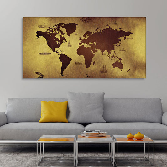 World Map Premium Canvas Wall Painting - Decor Smart