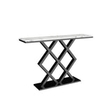 X - Rhombus Black Rectangular With Faux Marble Top Console Table - Decor Smart