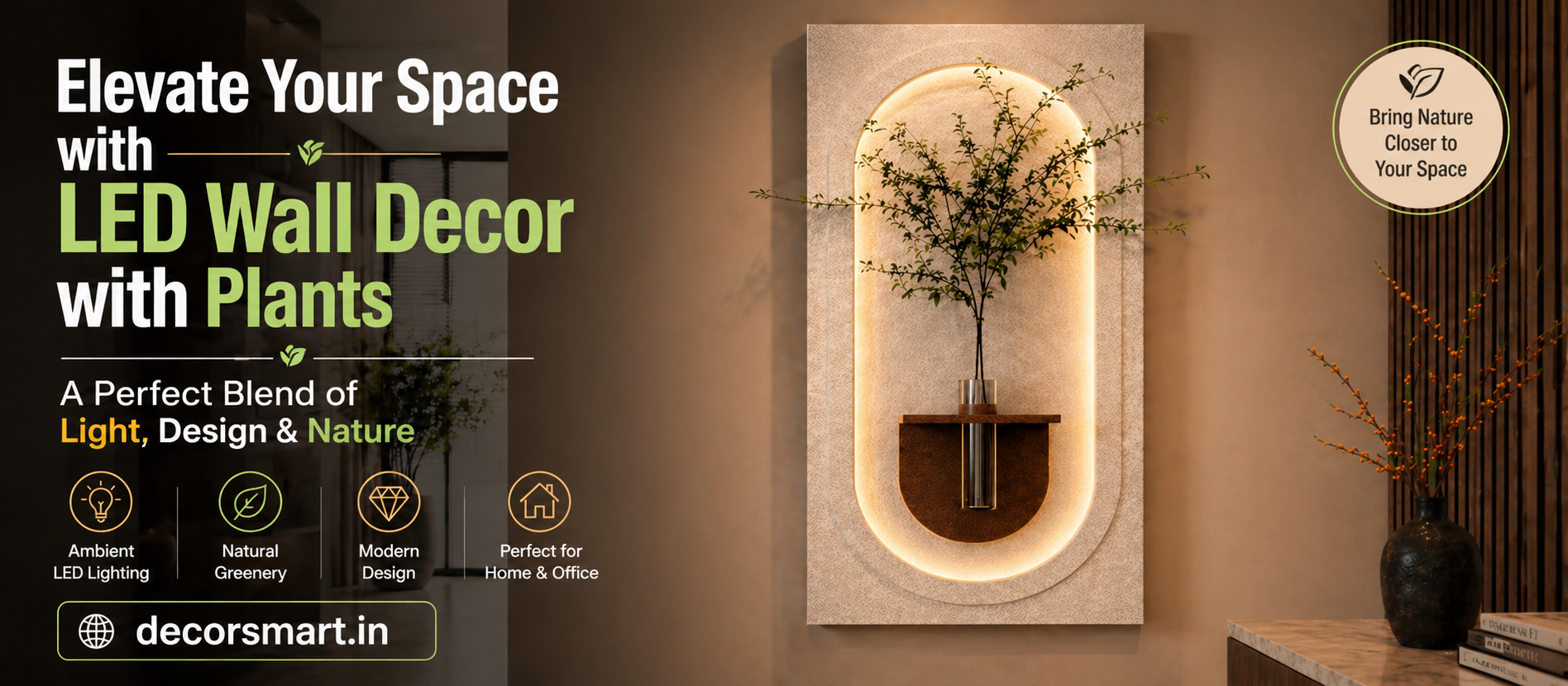 Elevate Your Space with LED Wall Decor with Plants: A Perfect Blend of Light, Design & Nature