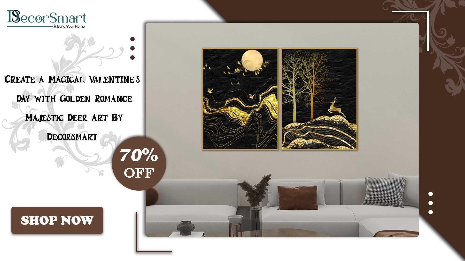 Create a Magical Valentine’s Day with Golden Romance Majestic Deer Art by Decorsmart