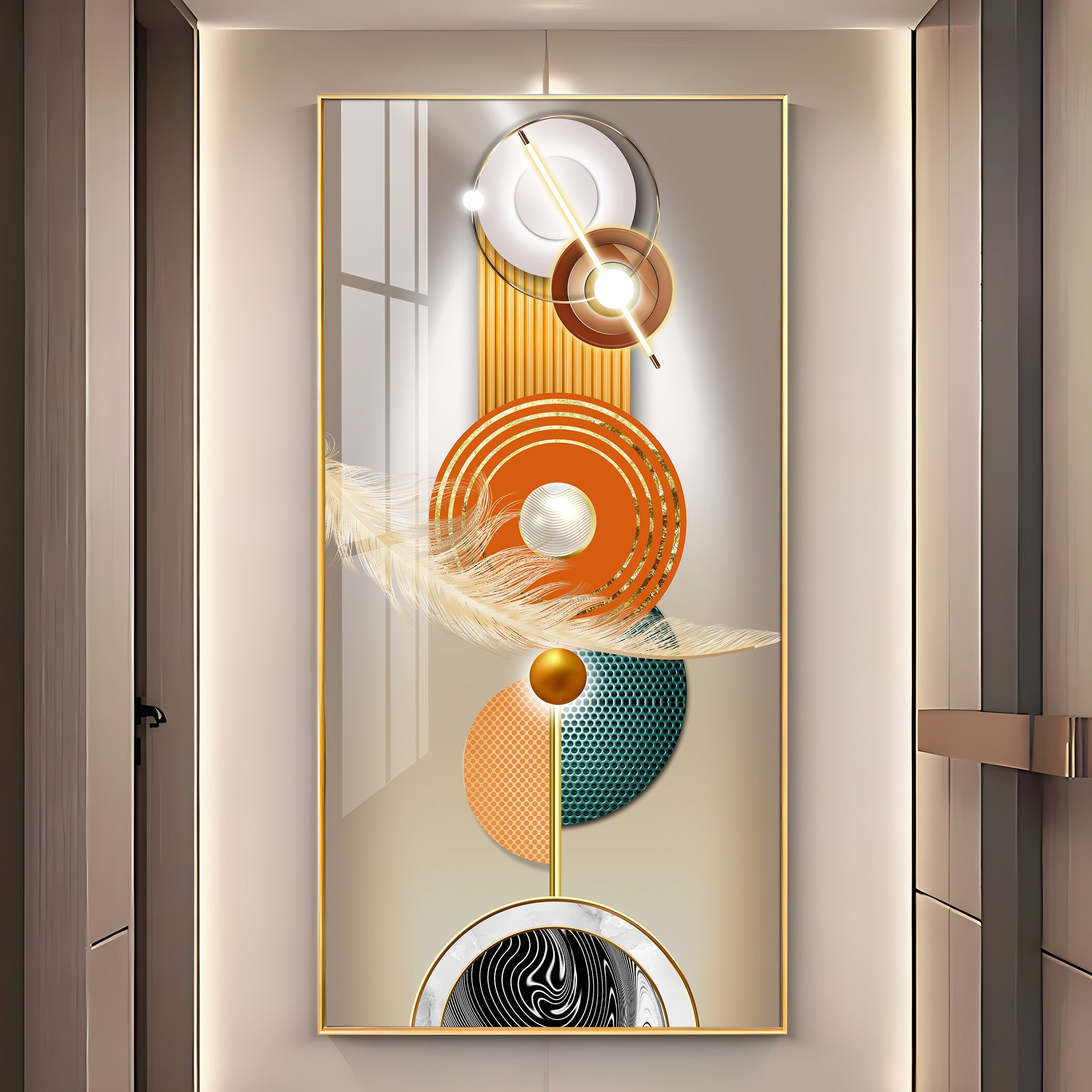Luxury Crystal Circle Premium Acrylic Vertical Wall Art