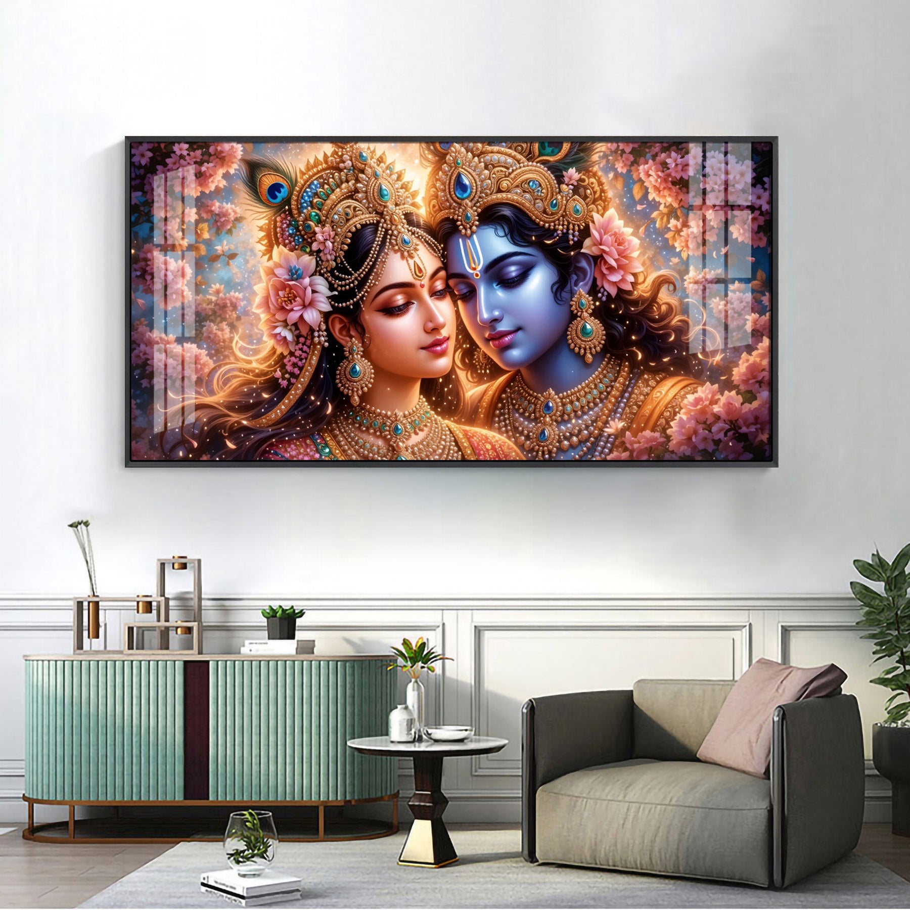 Krishna and Radha Unveiled Premium Acrylic Horizontal Wall Art