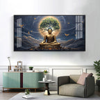 Meditating Buddha In Night Premium Acrylic Horizontal Wall Art