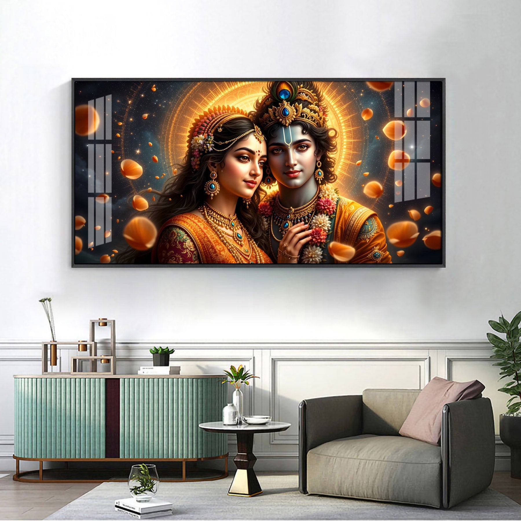 Transcendent Spirits Of Krishna Radha Premium Acrylic Horizontal Wall Art