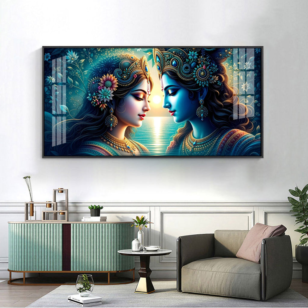 Radha Krishna Forestry Scene Premium Acrylic Horizontal Wall Art