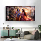 Radha Krishna Divine Love In Nature Premium Acrylic Horizontal Wall Art