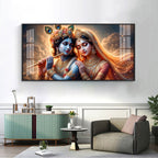 Krishna And Radha Together Premium Acrylic Horizontal Wall Art