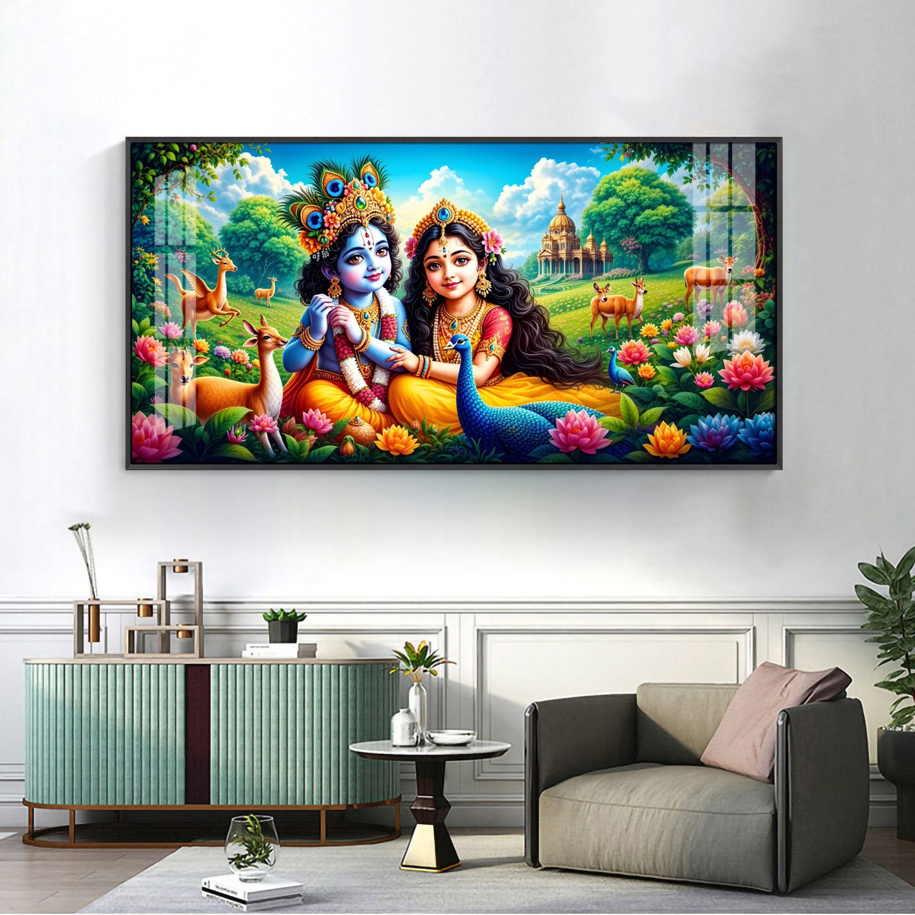 Natkhat Gopala & Radha Premium Acrylic Horizontal Wall Art