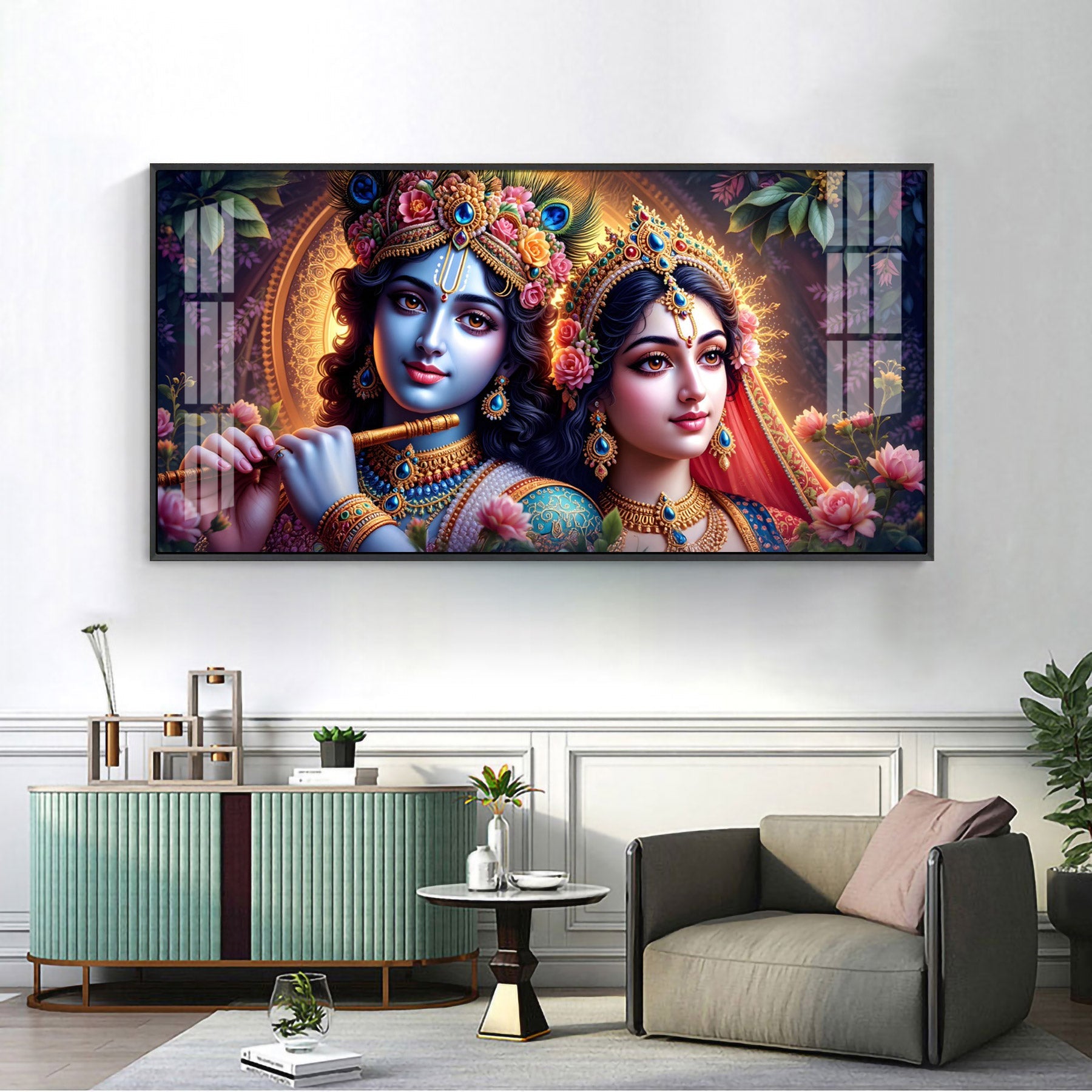 Krishna’s Flute, Radha’s Grace Premium Acrylic Horizontal Wall Art