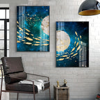 Golden Koi Fish Premium Acrylic Vertical Wall Art (Set Of 2)