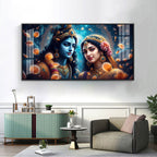Beautiful Radha With Krishna Premium Acrylic Horizontal Wall Art