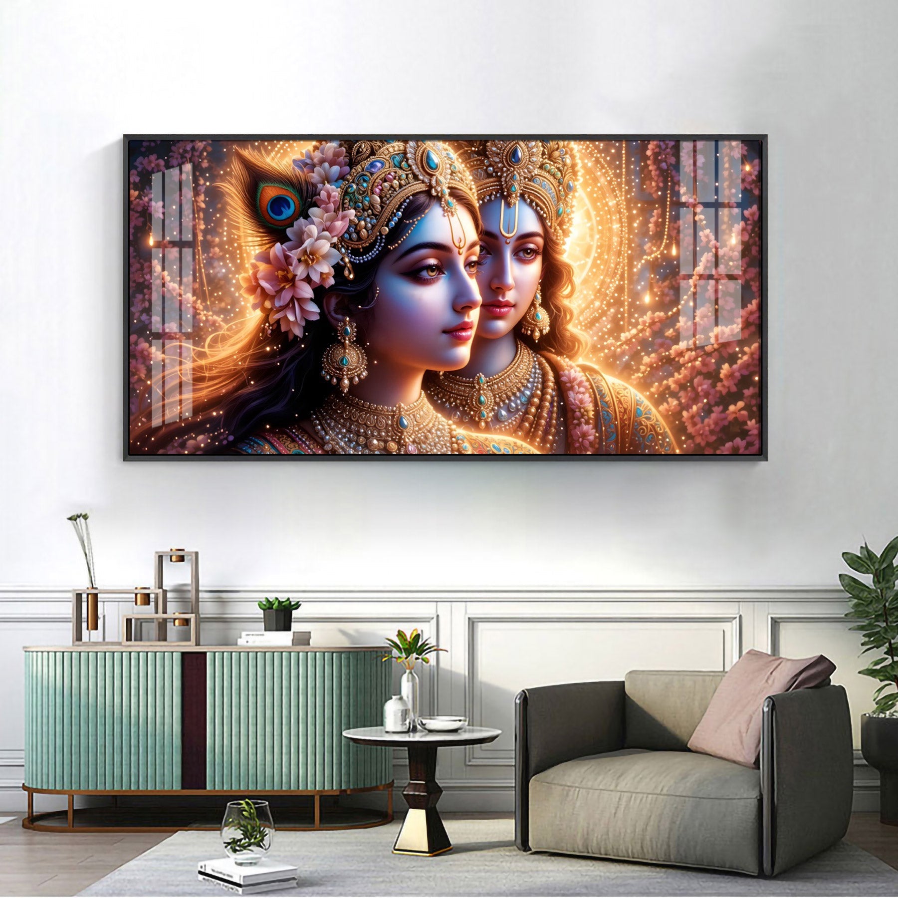 Portrait Of Radha Krishna Connection Premium Acrylic Horizontal Wall Art