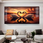 Loving Swan In Sunset Premium Acrylic Horizontal Wall Art