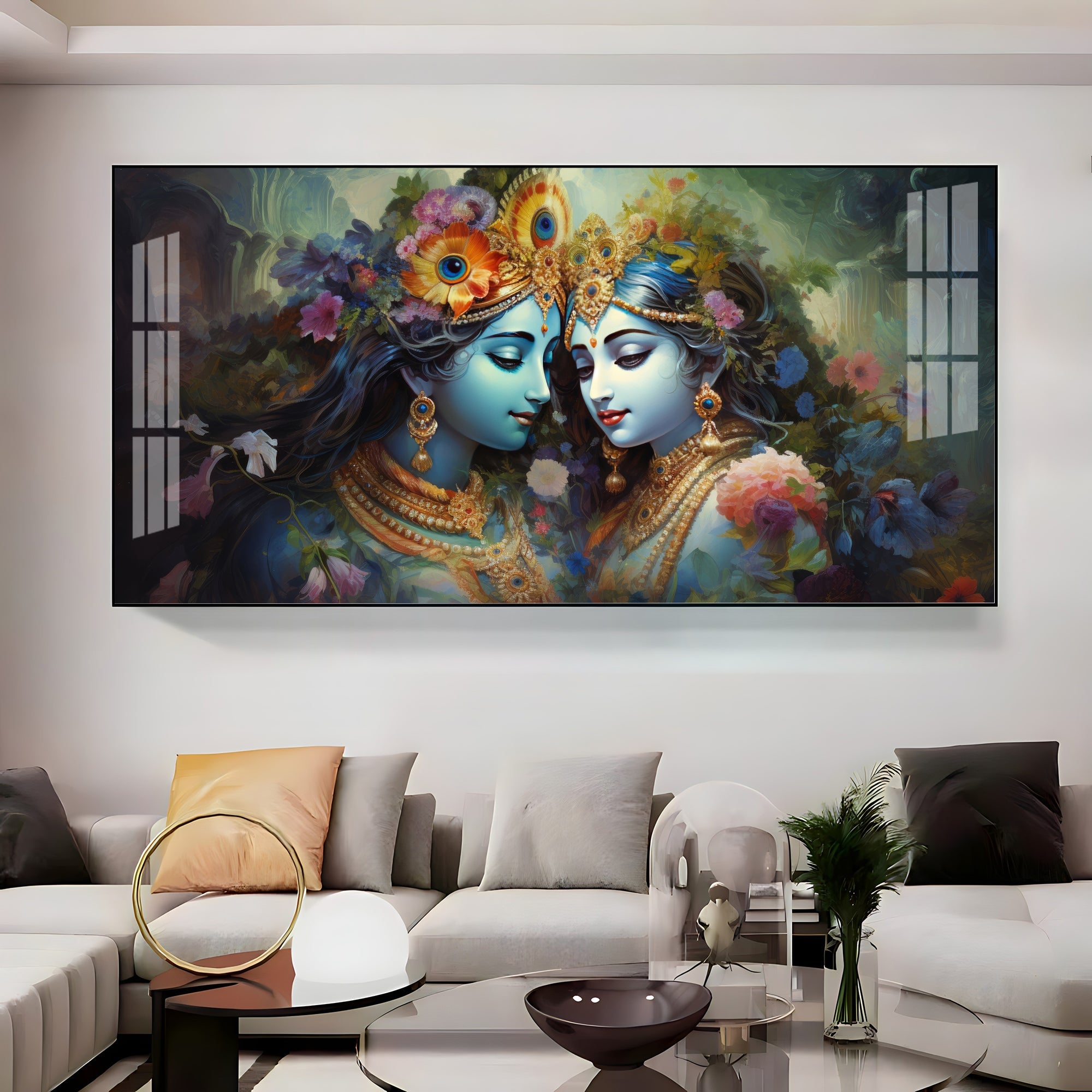 Krishna's Love For Radha Premium Acrylic Horizontal Wall Art