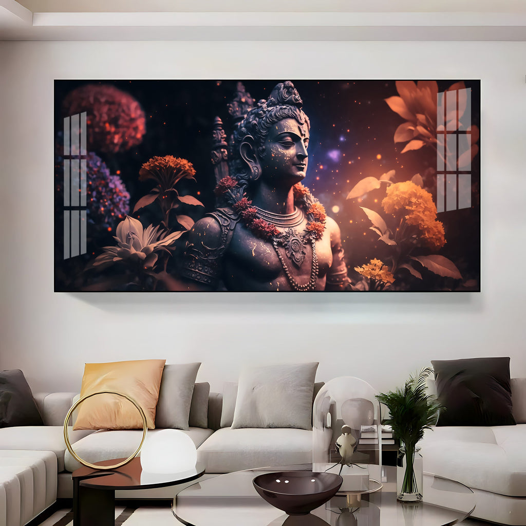 Lord Shiva With Rosary Premium Acrylic Horizontal Wall Art