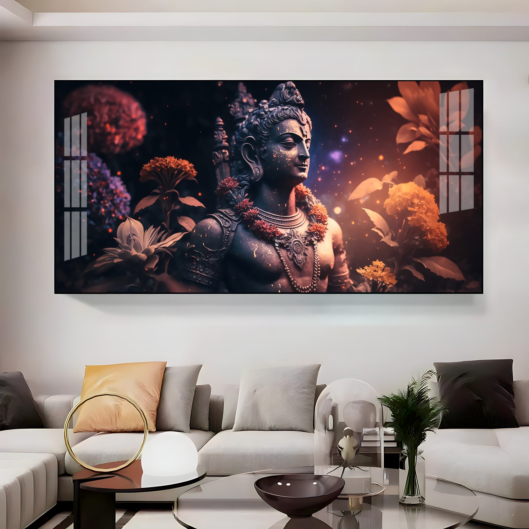Lord Shiva With Rosary Premium Acrylic Horizontal Wall Art