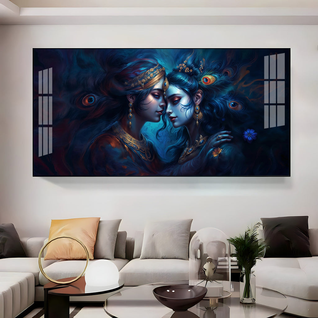 Quardro Radha Krishna Premium Acrylic Horizontal Wall Art