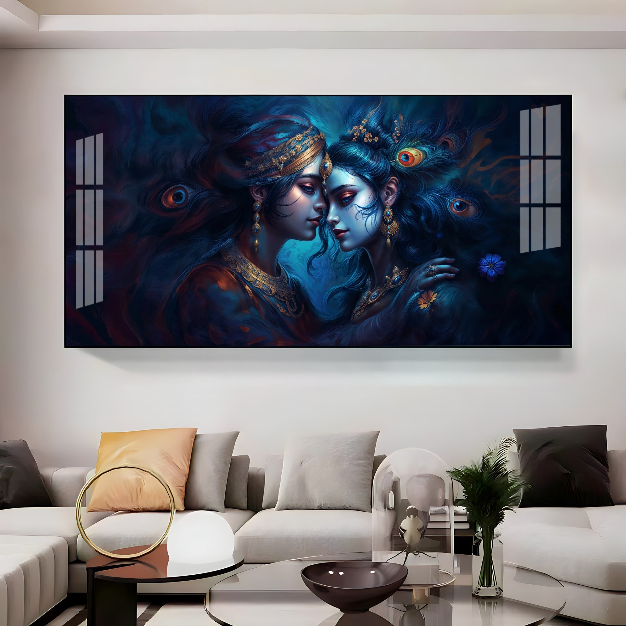 Quardro Radha Krishna Premium Acrylic Horizontal Wall Art