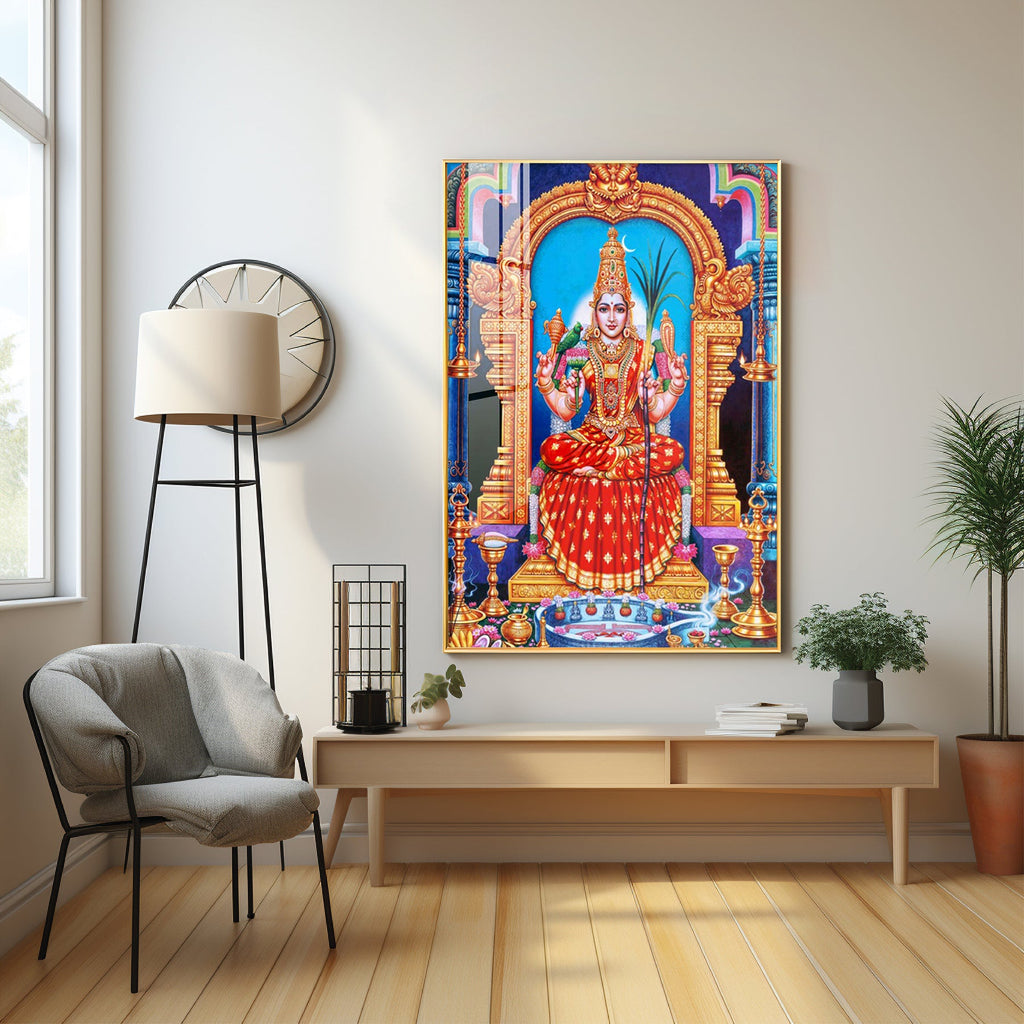 Goddess Kamakshi Amman Premium Acrylic Vertical Wall Art