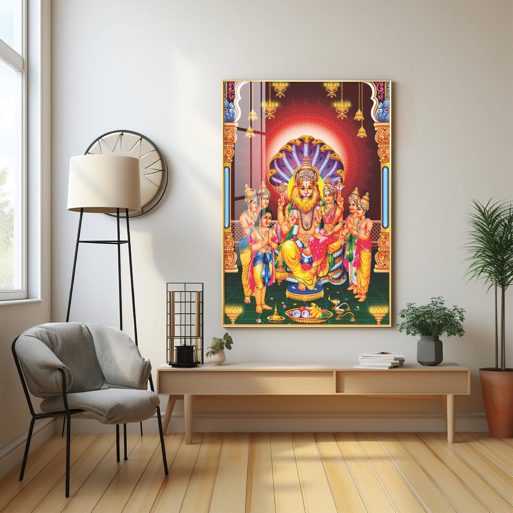 Lakshmi Narasimha Premium Acrylic Vertical Wall Art