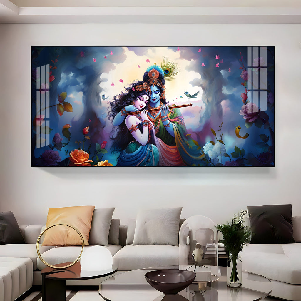 Astounding Love Of Radha Krishna Premium Acrylic Horizontal Wall Art