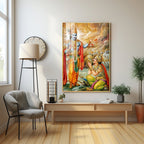 Lord Krishna & Arjuna Premium Acrylic Vertical Wall Art