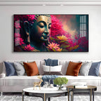Lord Buddha Blossoms Premium Acrylic Horizontal Wall Art