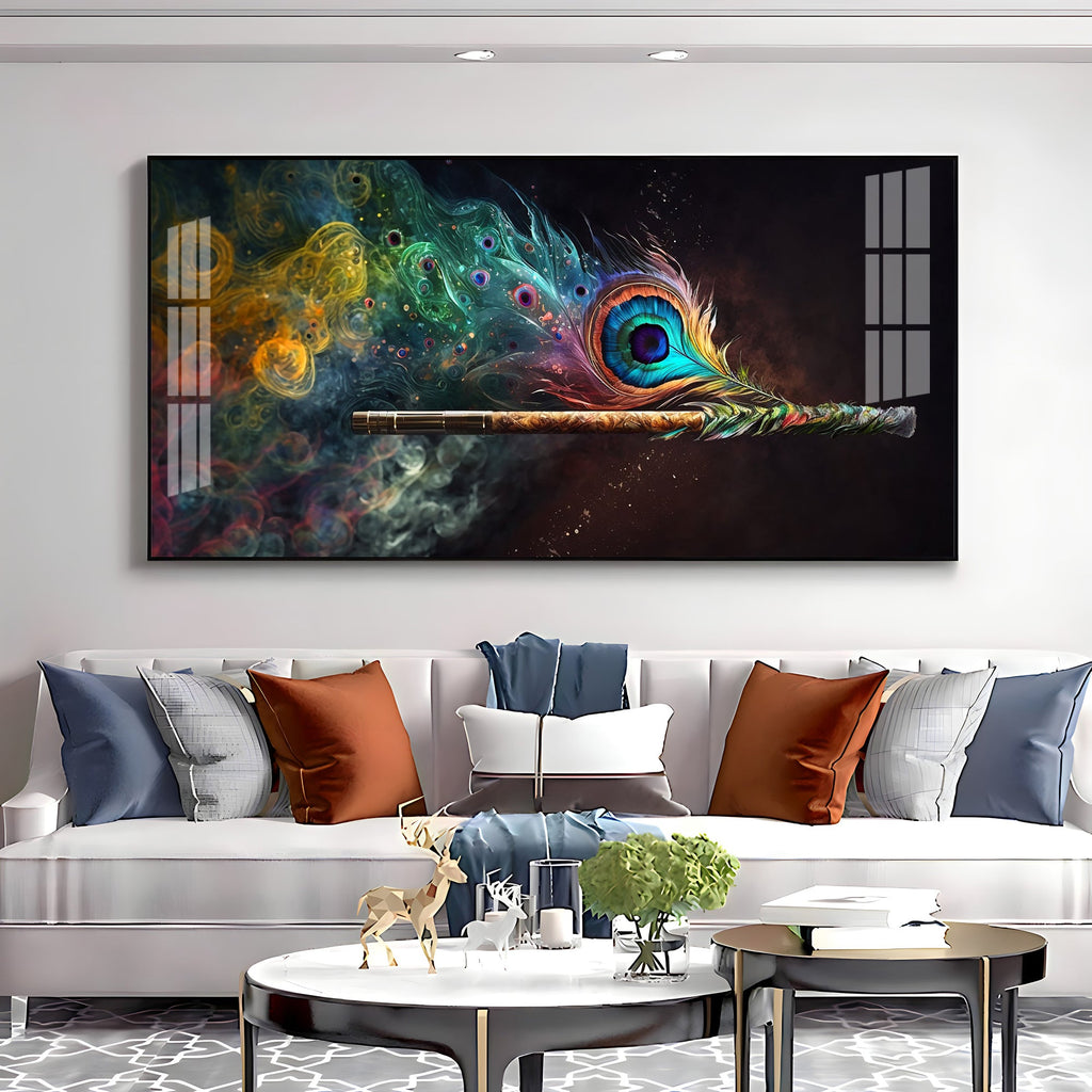 Divine Krishna Coverts Illumination Premium Acrylic Horizontal Wall Art