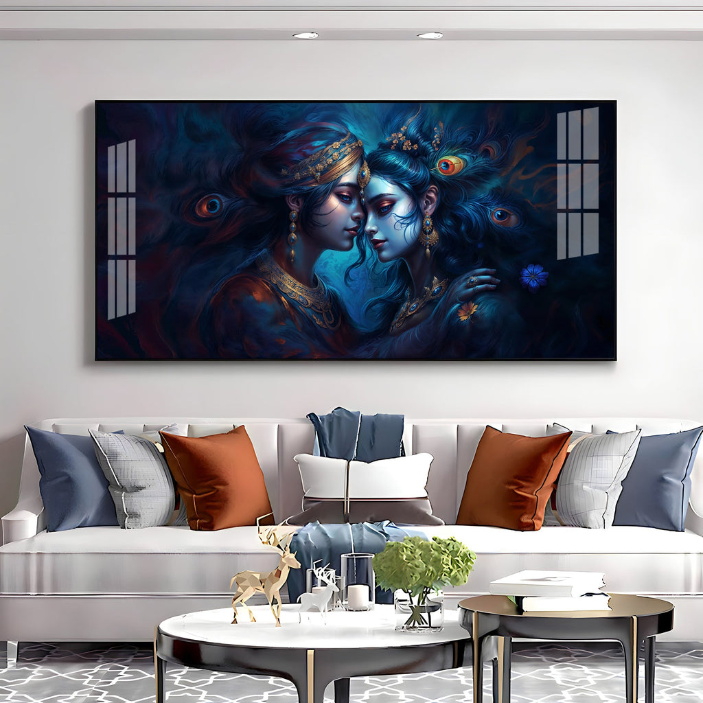Quardro Radha Krishna Premium Acrylic Horizontal Wall Art