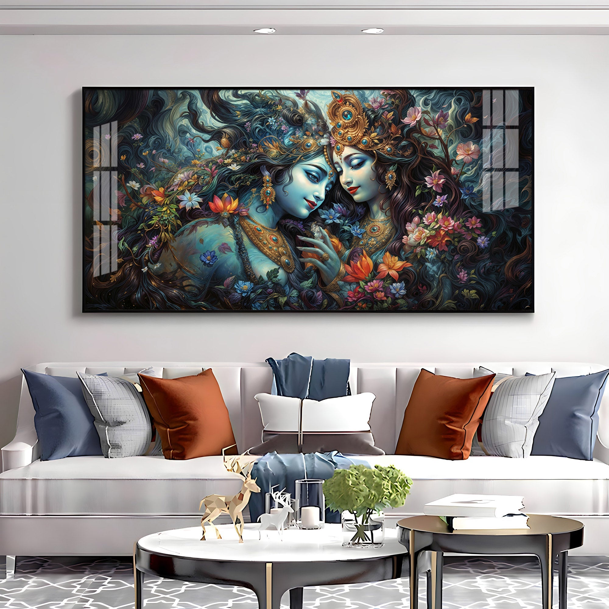 Mystical Love Of Radha Krishna Premium Acrylic Horizontal Wall Art