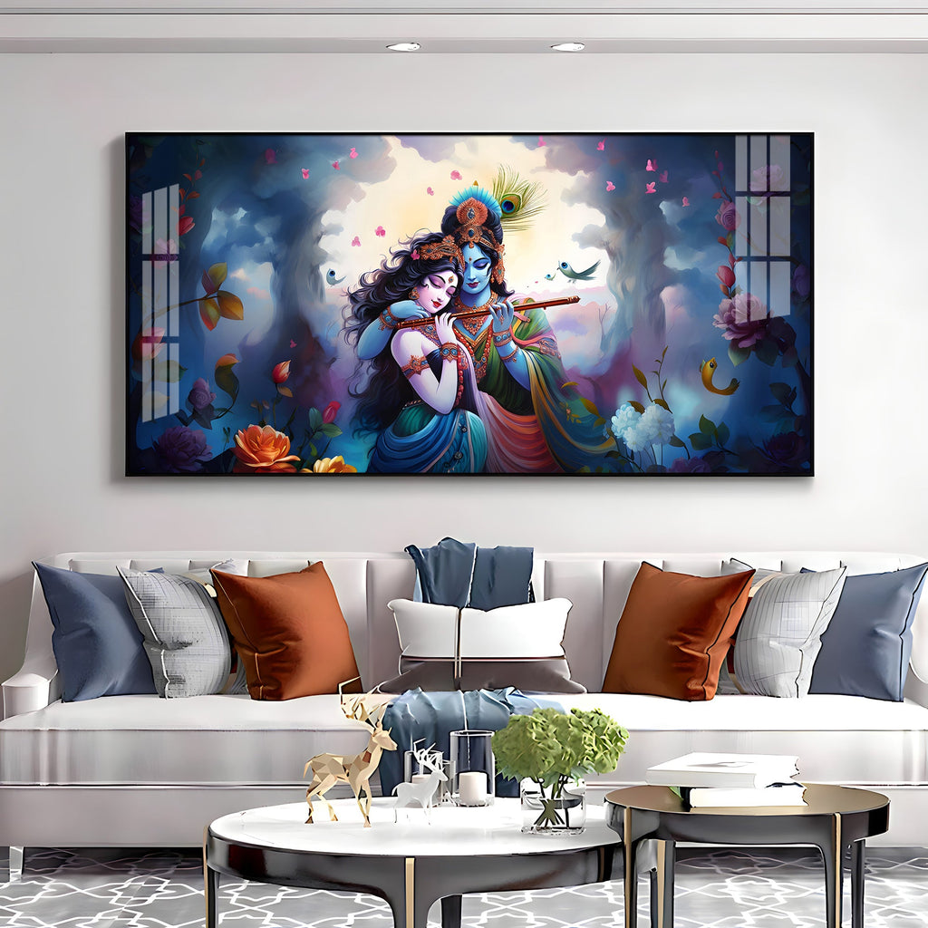 Astounding Love Of Radha Krishna Premium Acrylic Horizontal Wall Art