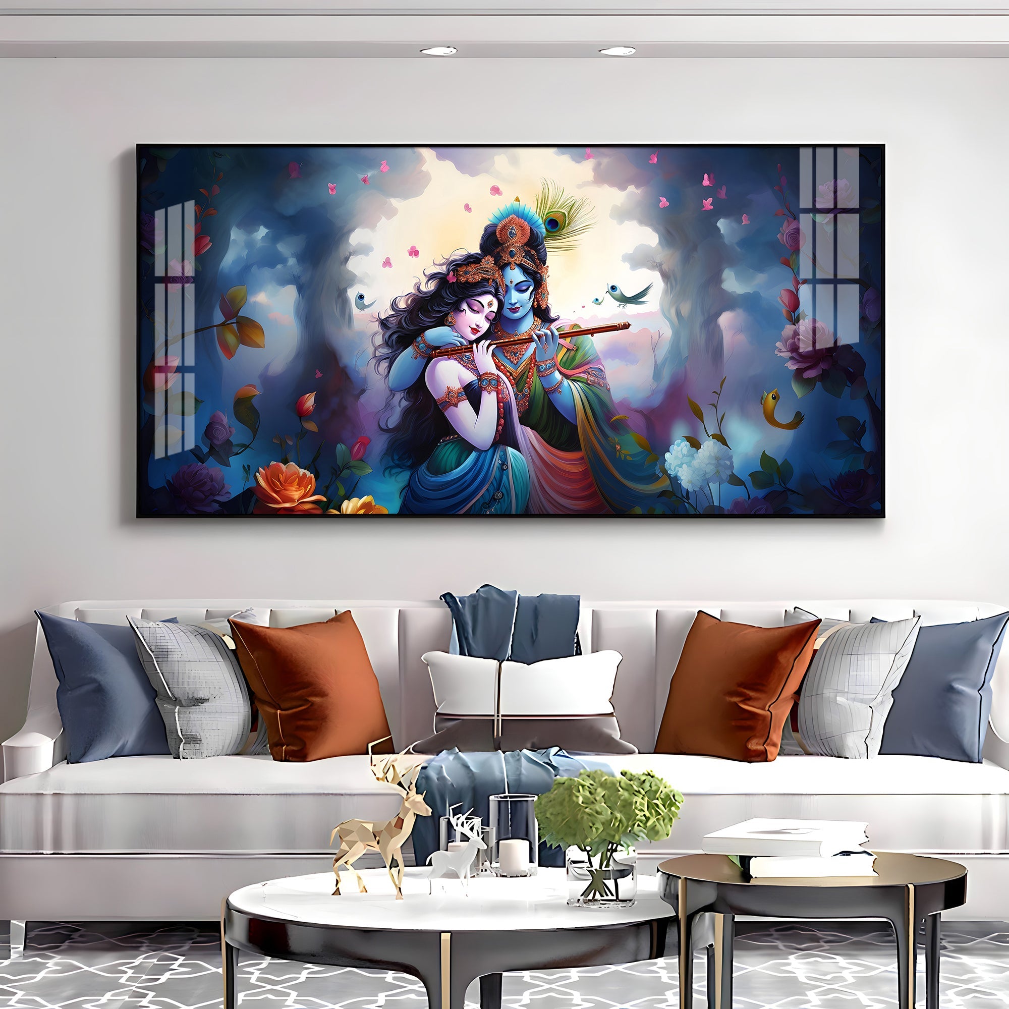 Astounding Love Of Radha Krishna Premium Acrylic Horizontal Wall Art