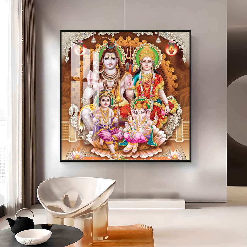 Shiv Parivar Premium Acrylic Square Wall Art