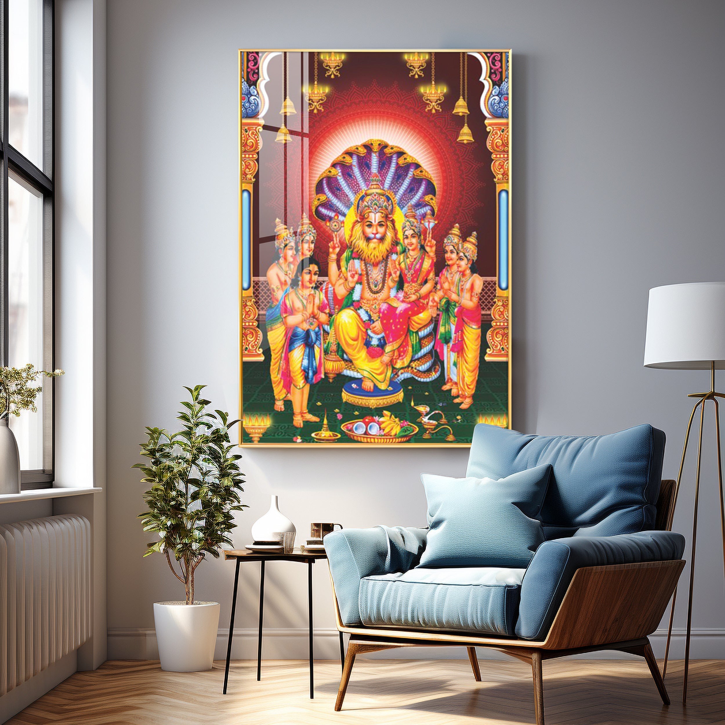 Lakshmi Narasimha Premium Acrylic Vertical Wall Art