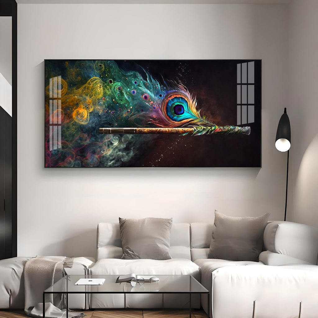 Divine Krishna Coverts Illumination Premium Acrylic Horizontal Wall Art
