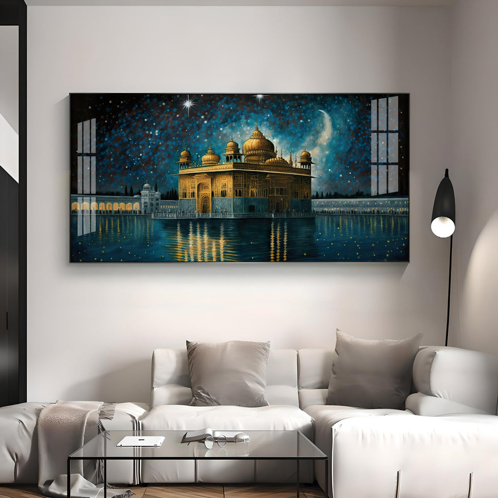 Beautiful Golden Temple With Constellation Premium Acrylic Horizontal Wall Art