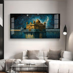 Beautiful Golden Temple With Constellation Premium Acrylic Horizontal Wall Art