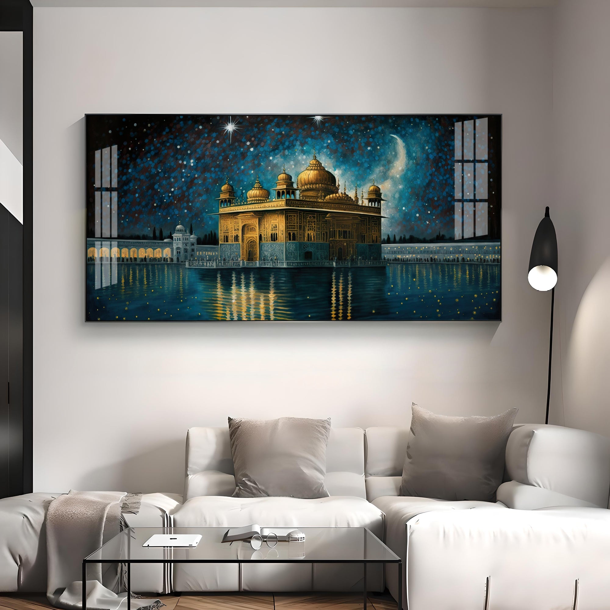 Beautiful Golden Temple With Constellation Premium Acrylic Horizontal Wall Art