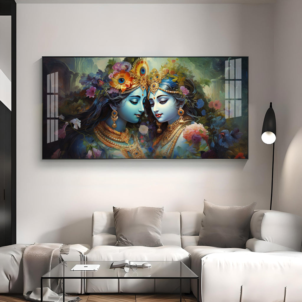 Krishna's Love For Radha Premium Acrylic Horizontal Wall Art