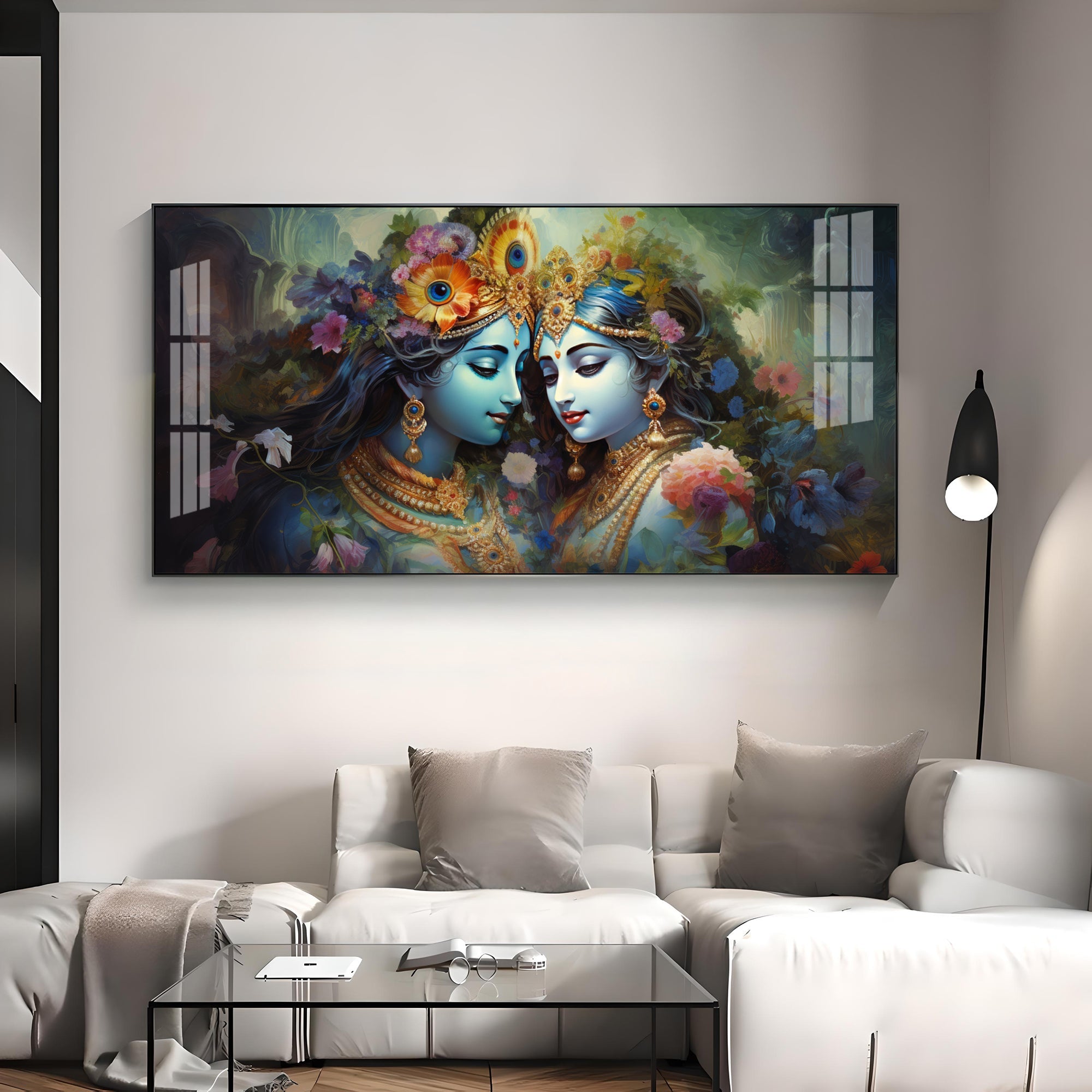 Krishna's Love For Radha Premium Acrylic Horizontal Wall Art